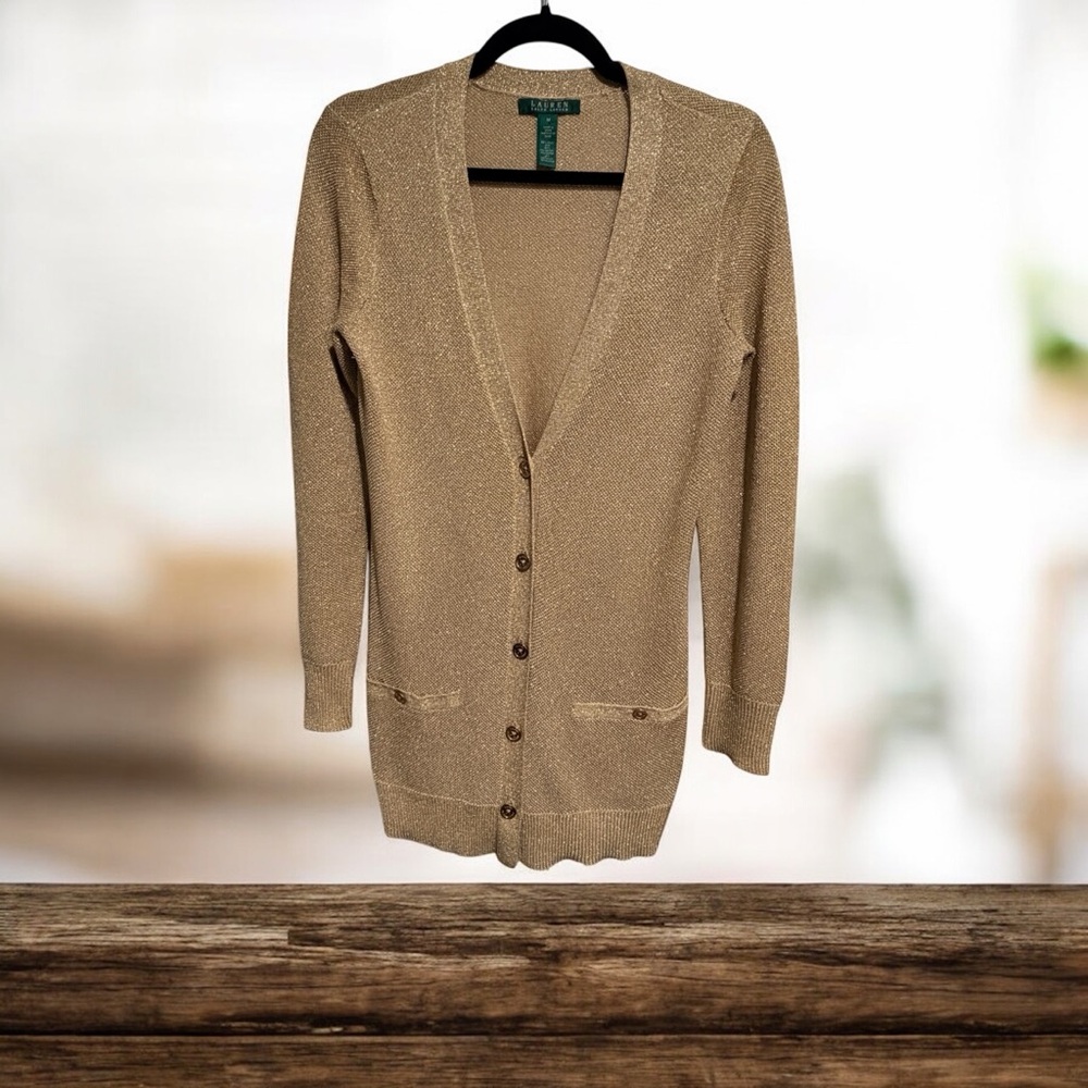 Ralph Lauren Gold Button-Up Cardigan